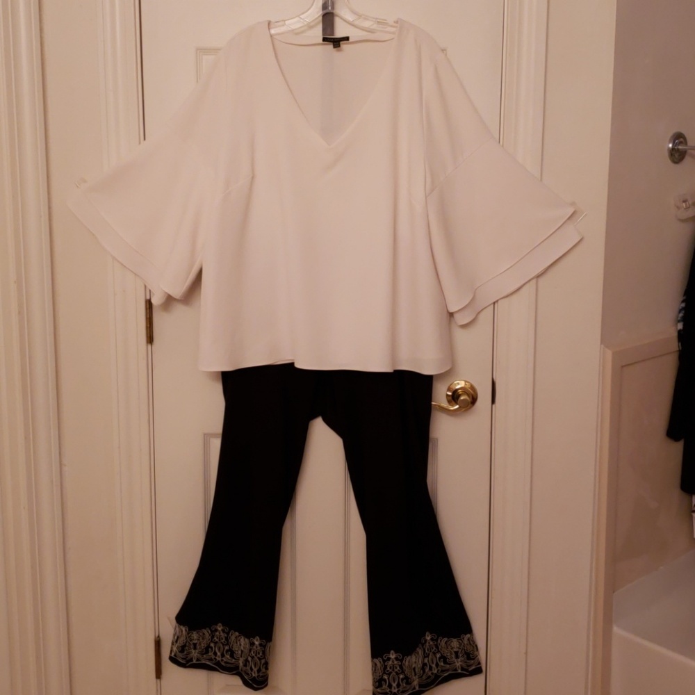 Lane Bryant Crop Bell Sleeve Blouse